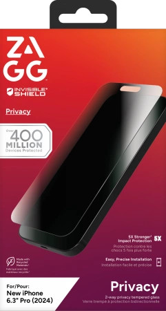 ZAGG InvisibleShield Glass Elite Privacy iPhone 16 Pro betekintésvédett üvegfólia