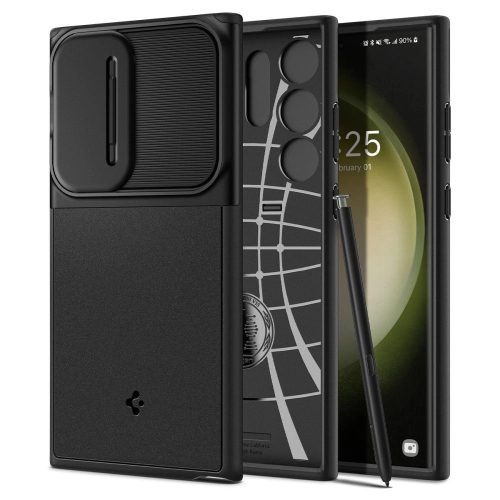 Spigen Optik Armor tok Samsung Galaxy S23 Ultra kameravédővel, fekete