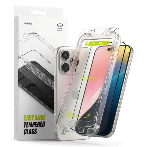 RINGKE EASY SLIDE 2-PACK IPHONE 16 PRO MAX edzett üvegfólia, fekete