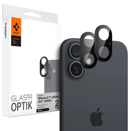 SPIGEN OPTIK GLAS.TR CAMERA PROTECTOR 2-PACK IPHONE 16 / 16 PLUS tok, fekete