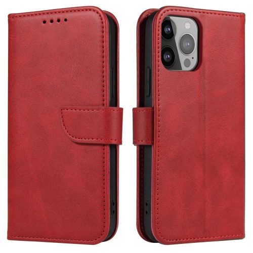 Wallet Case with Stand iPhone 15 Plus Magnet Case tok, piros