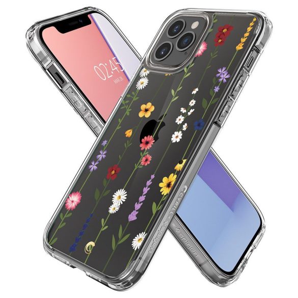 Spigen Cyrill Cecile iPhone 12 Pro Max mezei virágok mintás hátlap, tok, átlátszó