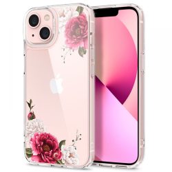   Spigen Cyrill Cecile iPhone 13 rózsa mintás, hátlap, tok, színes átlátszó