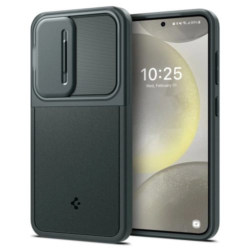 Spigen Optik Armor tok Samsung Galaxy S24 kameravédővel, zöld