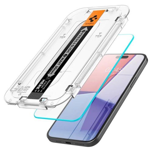 Spigen Glas.TR iPhone 15 Plus 6.7" "EZ FIT", átlátszó edzett üvegfólia AGL06887