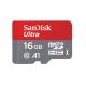 SanDisk micro SDHC, 16 GB, class 10, UHS-I, 98 MB/s, memóriakártya adapterrel