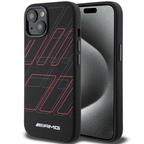 AMG AMHMP15M23SSPK Large Rhombuses Pattern iPhone 14 Plus/15 Plus 6.7", hátlap, tok, fekete