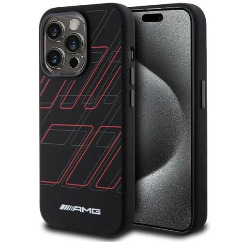 AMG AMHMP15X23SSPK Large Rhombuses Pattern iPhone 15 Pro Max 6.7", hátlap, tok, fekete