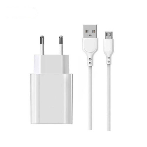 Cura hálózati töltő és USB-A/USB-C kábel, gyorstöltő, 2.4A, 1m, fehér