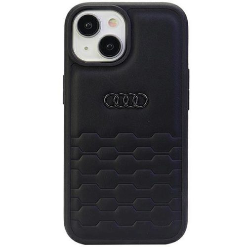 Audi GT Synthetic Leather Case AU-TPUPCIP15M-GT/D2-BK iPhone 14 Plus/15 Plus 6.7", hátlap, tok, fekete