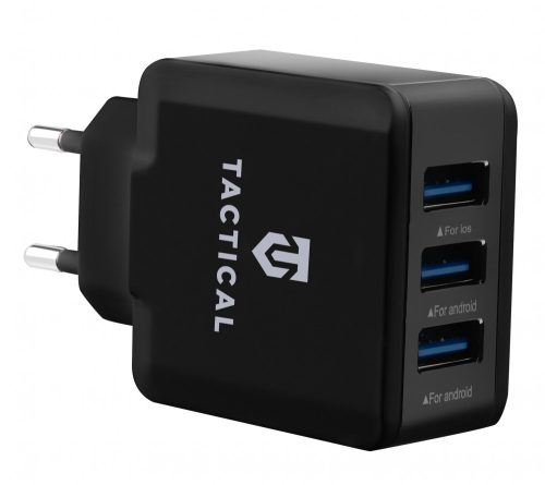 Tactical LZ-043 Travel Charger hálózati töltőfej, 3xUSB-A, 3.1A, fekete