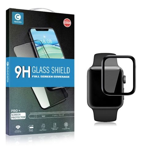 Mocolo 5D Apple Watch 4/5/6/SE 44mm teljes kijelzős edzett üvegfólia (tempered glass), 9H keménységű, fekete