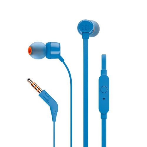 JBL T110 vezetékes headset, fülhallgató, 3.5mm jack, kék