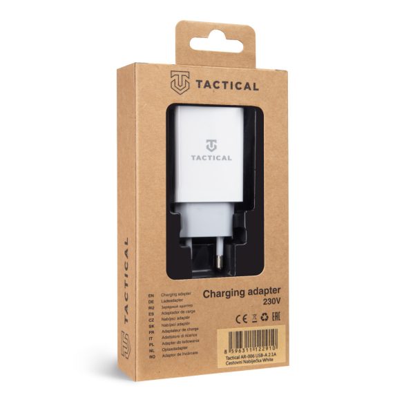 Tactical AR-006 Travel Charger hálózati töltőfej, USB-A, 2.1A, fehér