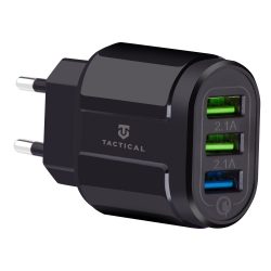   Tactical 13-222 Travel Charger töltőfej, 3XUSB, QC 3.0, 3A, fekete