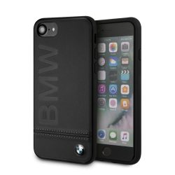   BMW iPhone 7/8/SE (2020) Signature Logo Imprint Leather Hard, eredeti bőr, (BMHCI8LLSB) hátlap, tok, fekete