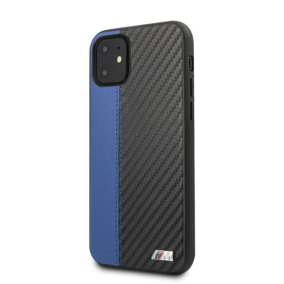 BMW iPhone 11 M Collection Bi-Material Carbon Hard (BMHCN61MCARBL) hátlap, tok, kék-fekete