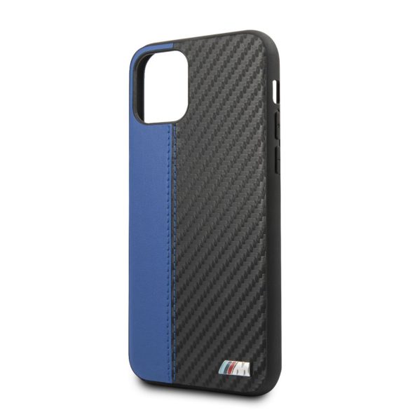 BMW iPhone 11 M Collection Bi-Material Carbon Hard (BMHCN61MCARBL) hátlap, tok, kék-fekete