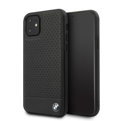   BMW iPhone 11 Signature Perforated eredeti bőr (BMHCN61PEBOBK) hátlap, tok, fekete