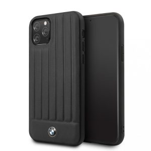 BMW iPhone 11 Pro Max Real Leather Hard Case eredeti bőr (BMHCN65POCBK) hátlap, tok, fekete