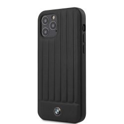   BMW iPhone 12/12 Pro Real Leather Hard Case eredeti bőr (BMHCP12MPOCBK) hátlap, tok, fekete