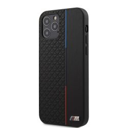   BMW iPhone 12/12 Pro Triangles Tricolor Line (BMHCP12MTRTBK) hátlap, tok, fekete