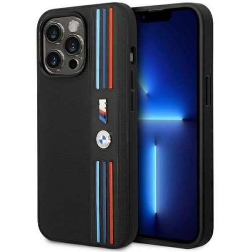 BMW BMHCP14L22PPMK iPhone 14 Pro 6,1", Tricolor M Collection hátlap, tok, fekete