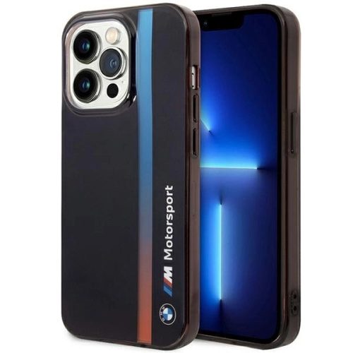 BMW BMHCP14X22HVGV IML Tricolor Stripe iPhone 14 Pro Max 6.7", hátlap, tok, fekete