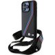 BMW BMHCP15L23PSVTK iPhone 15 Pro 6.1", M Edition Carbon Tricolor Lines & Strap M Edition hátlap, tok, fekete