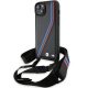 BMW BMHCP15M23PSVTK M Edition Carbon Tricolor Lines & Strap iPhone 14 Plus/15 Plus 6.7" hátlap, tok, fekete