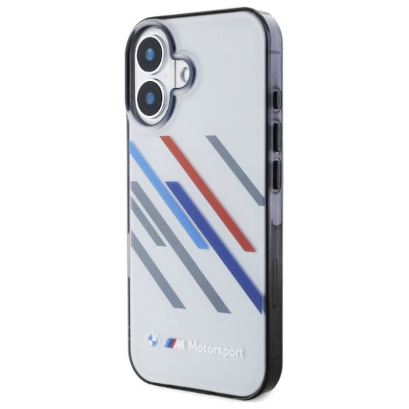 BMW iPhone 16 Plus Motosport IML Random Stripes (BMHCP16M23HTRAG) hátlap, tok, szürke