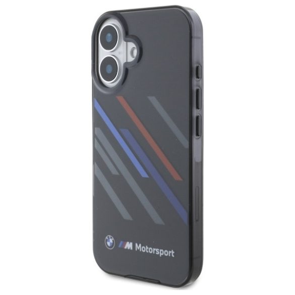 BMW iPhone 16 Plus Motosport IML Random Stripes (BMHCP16M23HTRAK) hátlap, tok, fekete