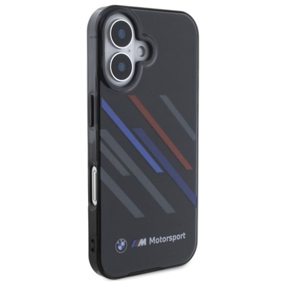 BMW iPhone 16 Plus Motosport IML Random Stripes (BMHCP16M23HTRAK) hátlap, tok, fekete