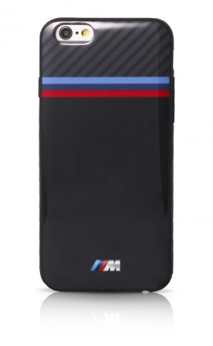 BMW iPhone 6 Plus/6S Plus M Sport Carbon Inspiration Tricolor Stripe (BMHCP6LMSTCA) hátlap, tok, fekete