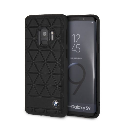 BMW Samsung Galaxy S9 Hexagon Leather eredeti bőr (BMHCS9HEXBK) hátlap, tok, fekete