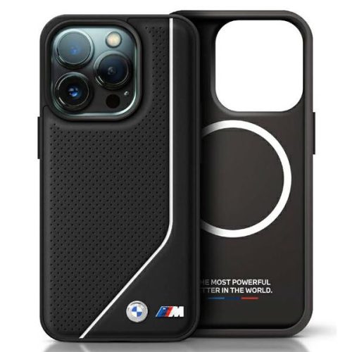 BMW iPhone 16 Pro M Perforated Twisted Line (BMHMP16L23PUCPK) MagSafe hátlap, tok, fekete