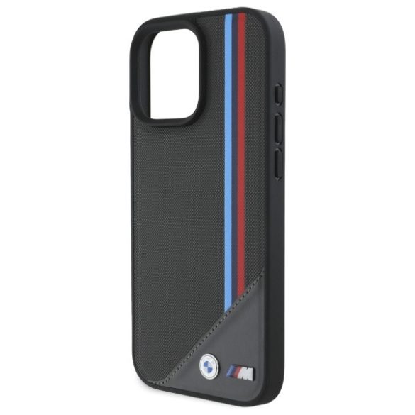 BMW iPhone 16 Pro Max Stripes MagSafe M Meshed Tricolor (BMHMP16X23PUTRA) Magsafe kompatibilis hátlap, tok, fekete