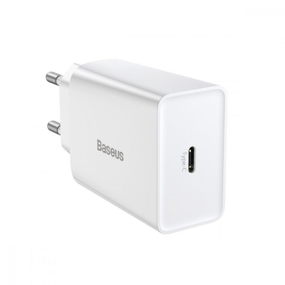 Baseus CCFS-SN01 USB-C, Speed Mini Quick Charger hálózati töltő adapter, gyorstöltés, 20W, QC, PD, 3A, fehér