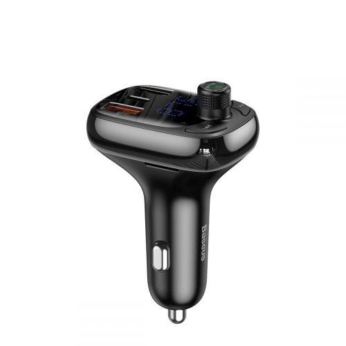 Baseus S13 univerzális autós töltő és FM transmitter, dual-usb, fekete