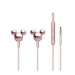   Disney 3D Mickey Mirror Stereo Earphones headset, vezetékes fülhallgató, rozé arany