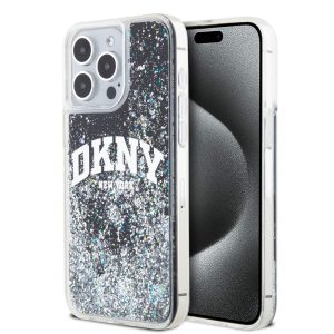 DKNY iPhone 14 Pro Liquid Glitter Arch Logo DKHCP14LLBNAEK hátlap, tok, fekete