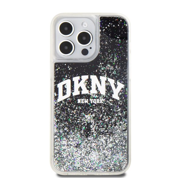 DKNY iPhone 14 Pro Liquid Glitter Arch Logo DKHCP14LLBNAEK hátlap, tok, fekete