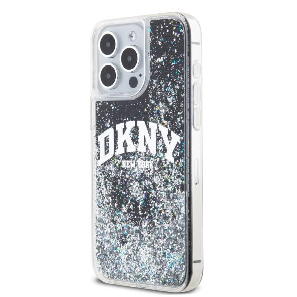 DKNY iPhone 14 Pro Liquid Glitter Arch Logo DKHCP14LLBNAEK hátlap, tok, fekete