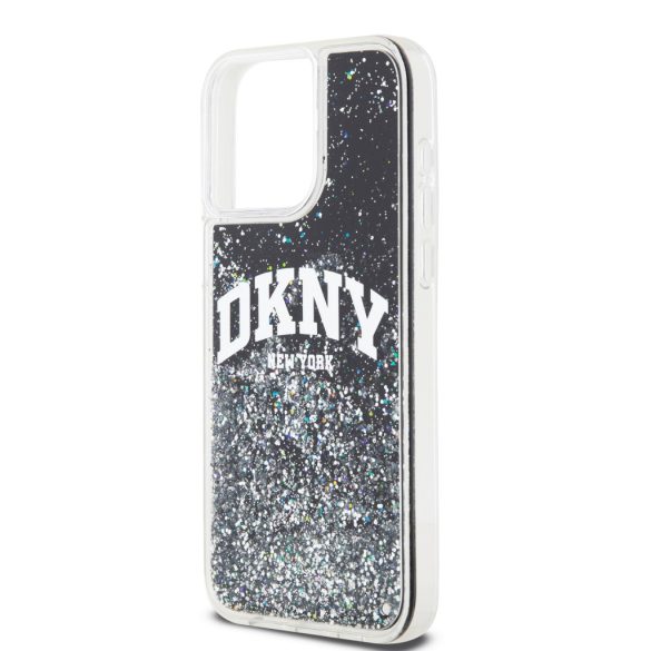 DKNY iPhone 14 Pro Liquid Glitter Arch Logo DKHCP14LLBNAEK hátlap, tok, fekete