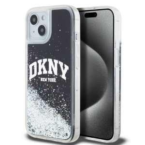 DKNY iPhone 13/14/15 Liquid Glitter Arch Logo DKHCP14SLBNAEK hátlap, tok, fekete