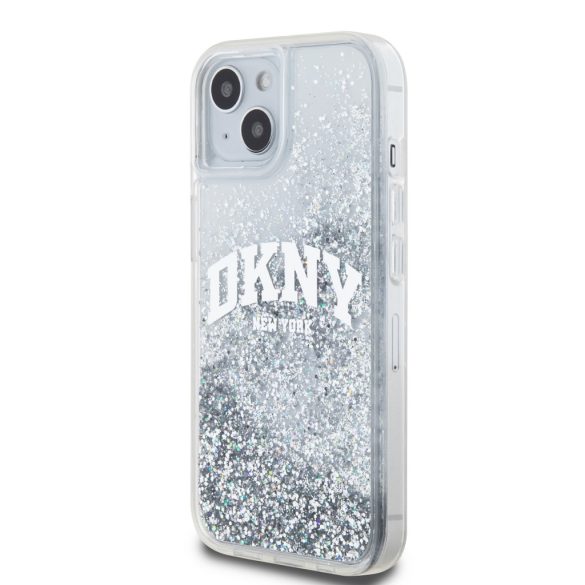 DKNY iPhone 14 Liquid Glitter Arch Logo DKHCP14SLBNAET hátlap, tok, átlátszó