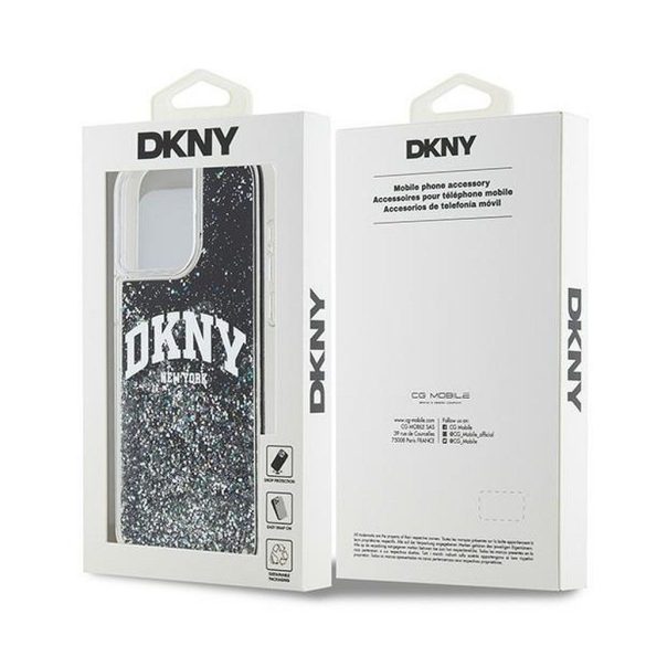 DKNY iPhone 14 Pro Max Liquid Glitter Arch Logo DKHCP14XLBNAEK hátlap, tok, fekete