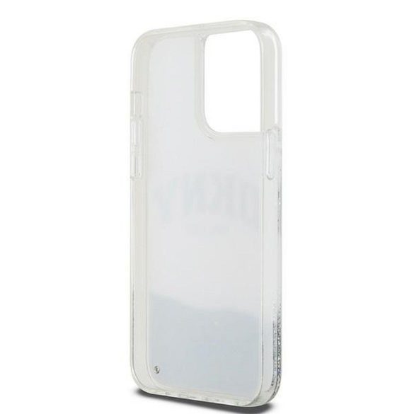 DKNY iPhone 15 Pro Liquid Glitter Arch Logo DKHCP15LLBNAET hátlap, tok, átlátszó