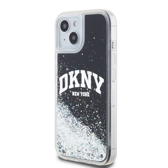 DKNY iPhone 13/14/15 Liquid Glitter Arch Logo DKHCP15SLBNAEK hátlap, tok, fekete