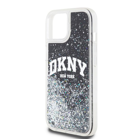 DKNY iPhone 13/14/15 Liquid Glitter Arch Logo DKHCP15SLBNAEK hátlap, tok, fekete